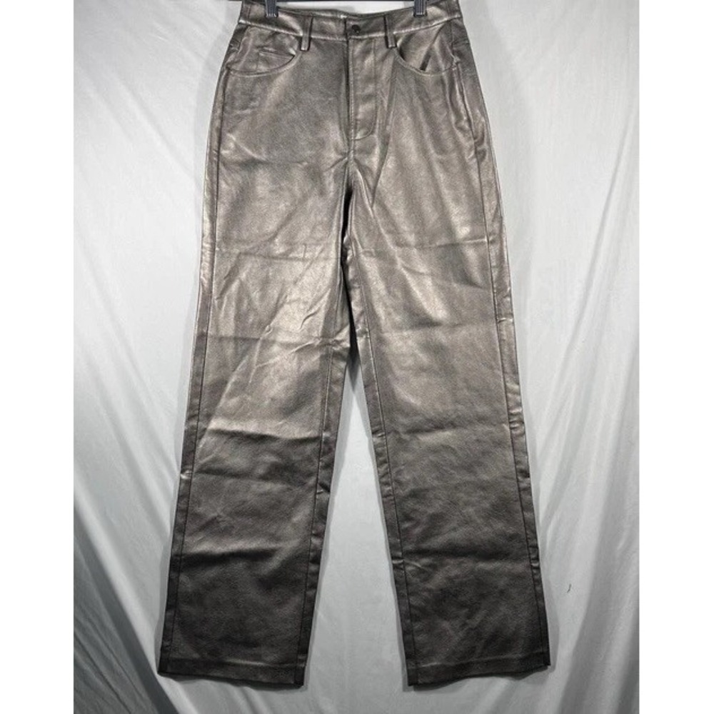 Wayf Luxury Metallic Bronze High Rise Pants Size S  Disco Retro Style Festival